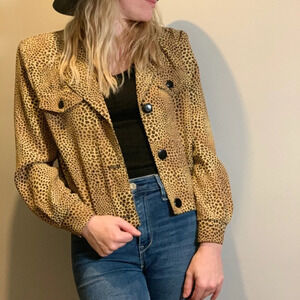 Vintage Leopard Print Cropped Jacket